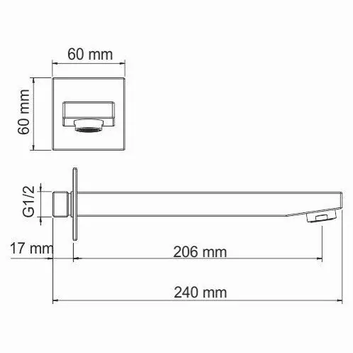 Настенный излив WasserKraft A107 встраиваемый, 206 мм, светлая бронза