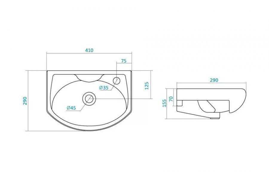 Тумба напольная Style Line Волна №2 40 с раковиной Азов 40, белая