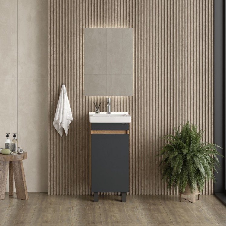 Тумба с раковиной Onika Милтон Квадро 40 напольная, серый/дуб сонома