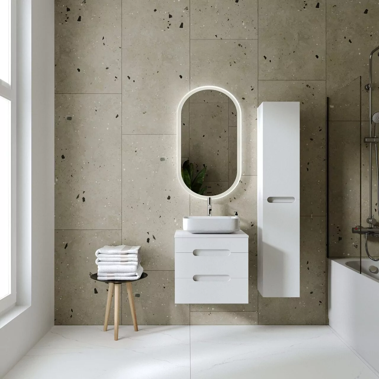 Зеркало Viant Марсель 55х100 свет, белый