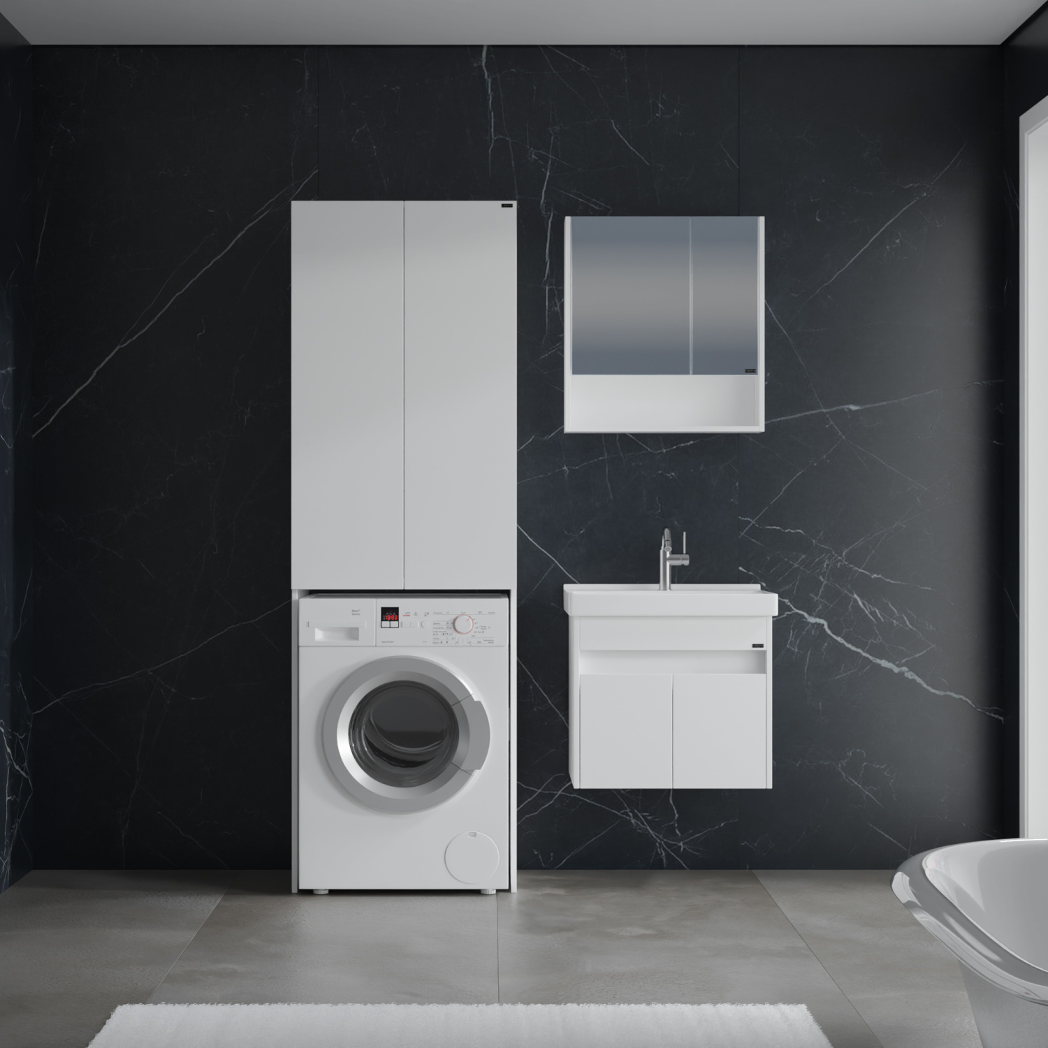 Тумба подвесная Санта Мира 60 с раковиной Fest 60, белый