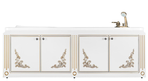 Экран под ванну Vod-ok Elite Кармен 180 распашной белый, патина золото, серебро