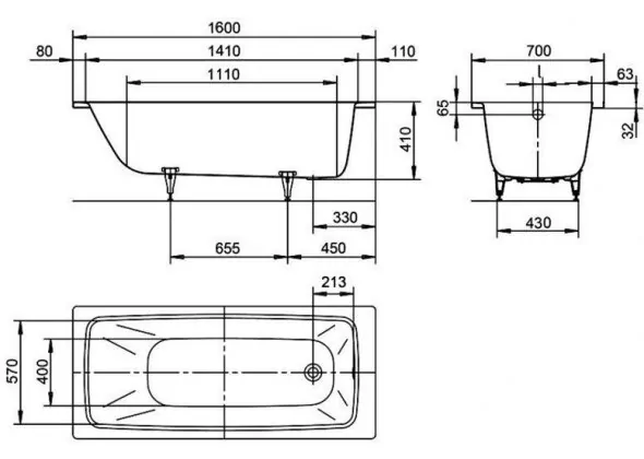 Ванна стальная Kaldewei Cayono 160x70