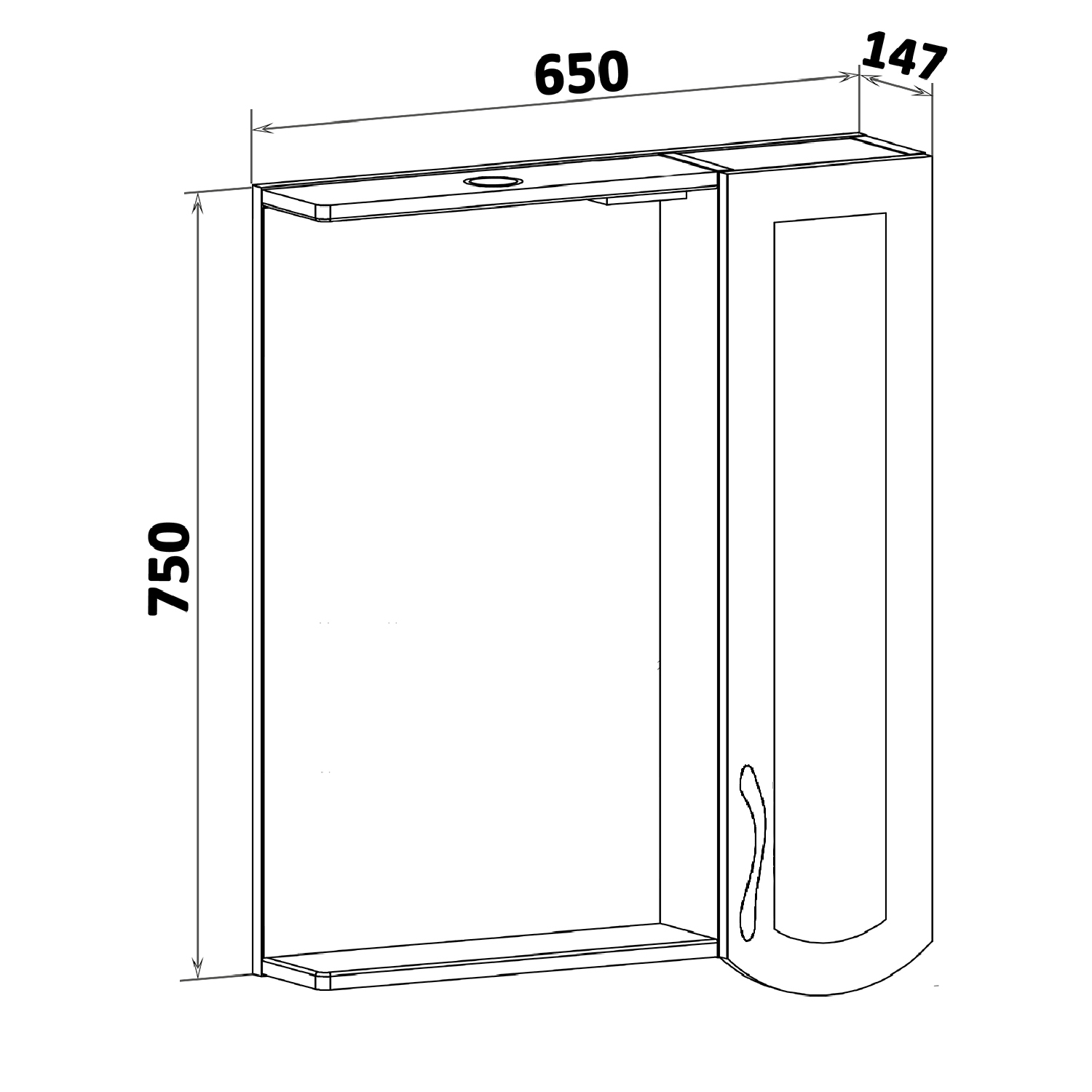 Зеркало с шкафчиком Runo Неаполь 65 R, белый