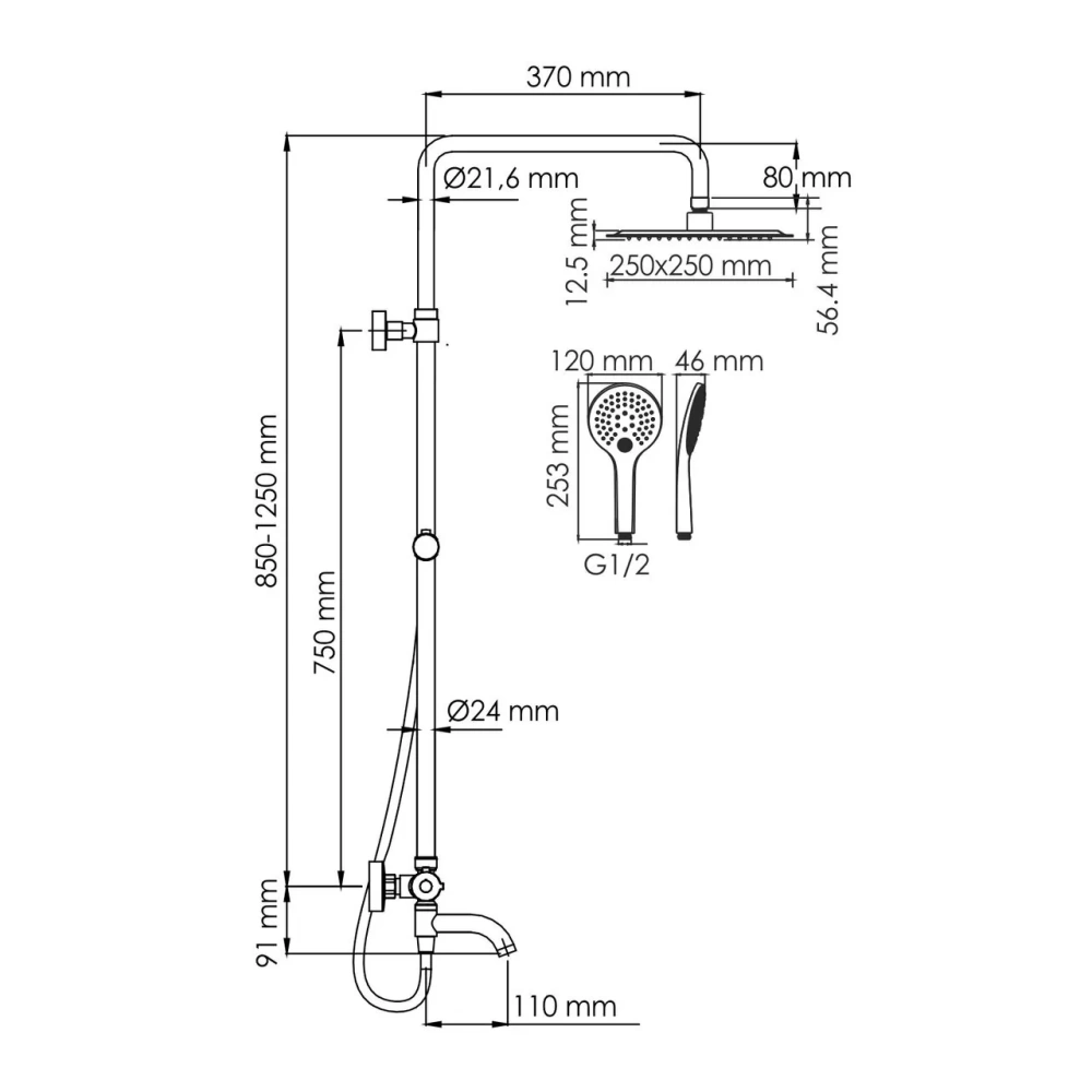 Душевая стойка WasserKraft A188.254.155.WM Thermo белый Soft-touch от магазина Vanna-Vanna.ru!