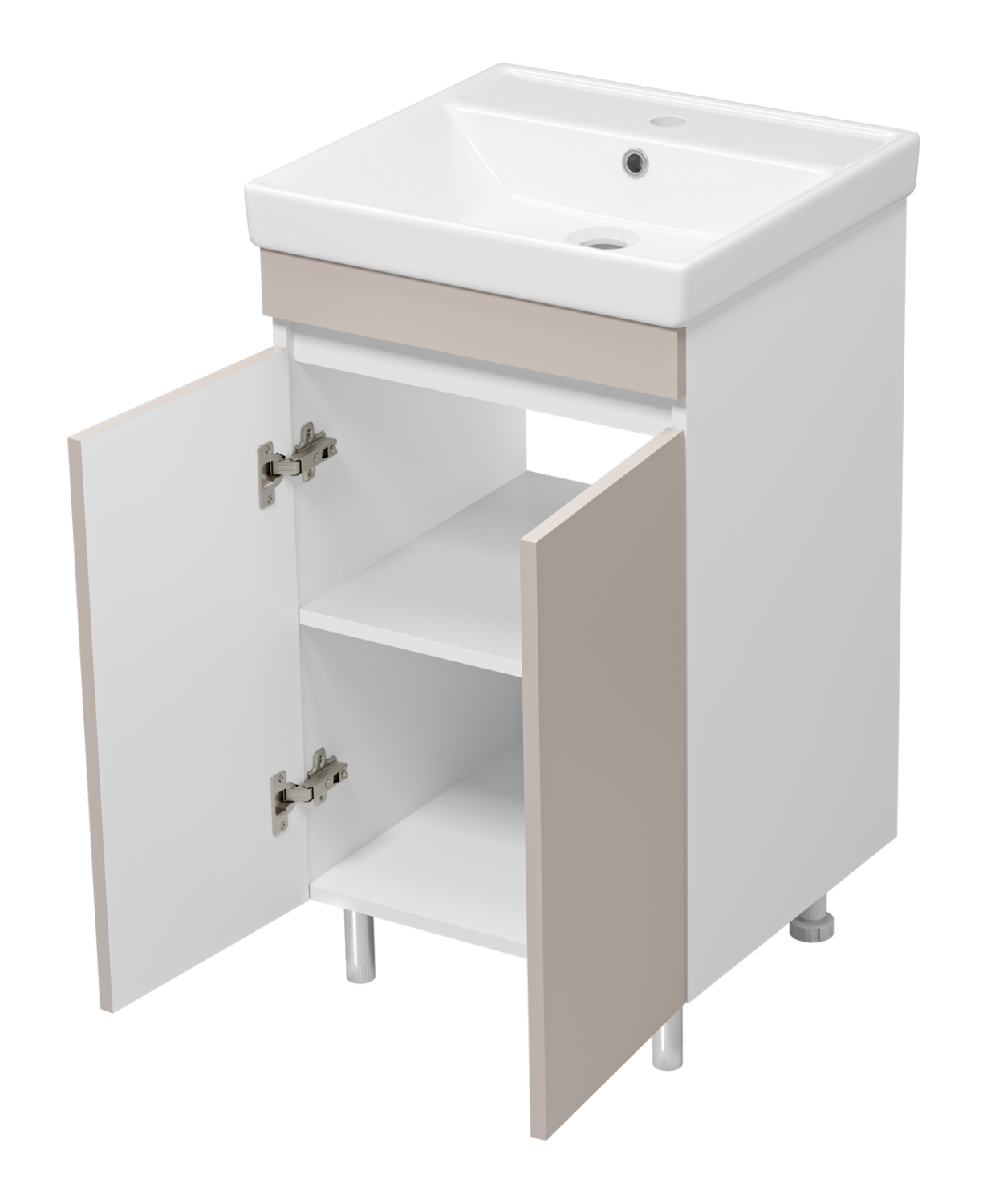 Тумба Misty Майна 50 с раковиной Como 50, напольный, сливки/белый