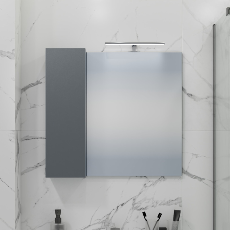 Зеркало-шкаф Санта Антарес 70 L свет, графит матовый