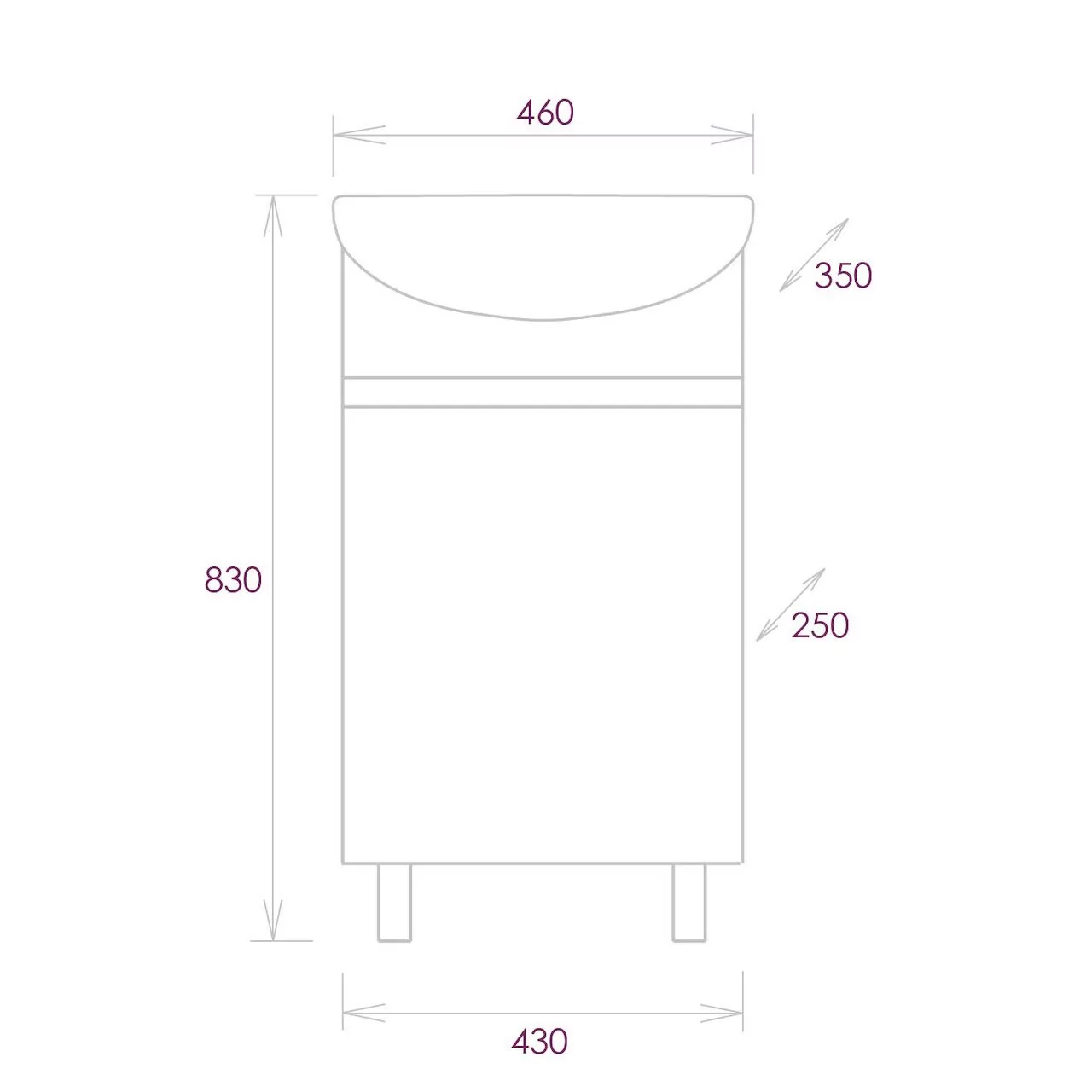 Тумба с раковиной Onika Милтон 45 напольная, белый