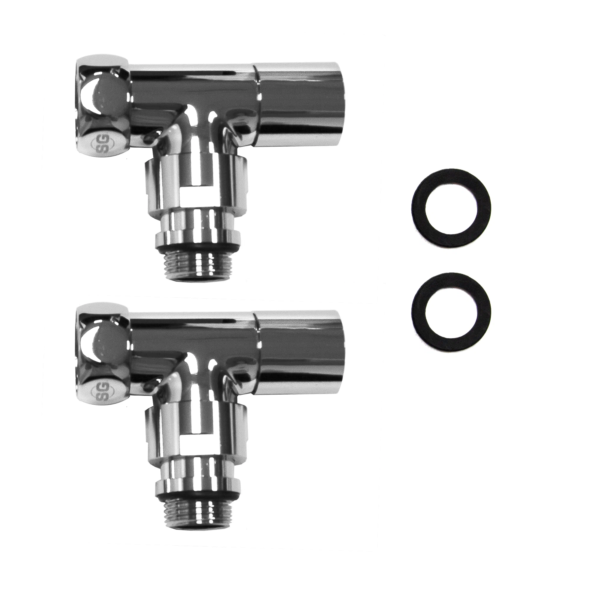 Кран для полотенцесушителя / вентиль угловой Energy, 1/2'' - 3/4'', цвет хром, ручка круг - 2 шт.