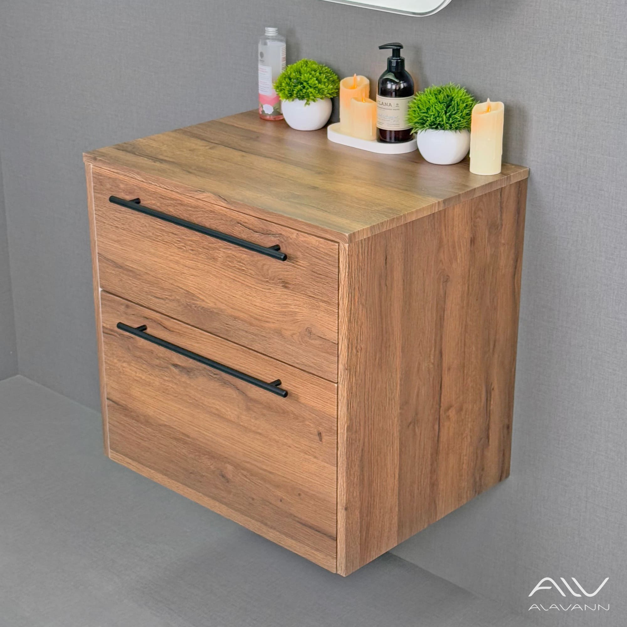 Тумба подвесная Alavann Rondo 60 под накладную раковину, дуб