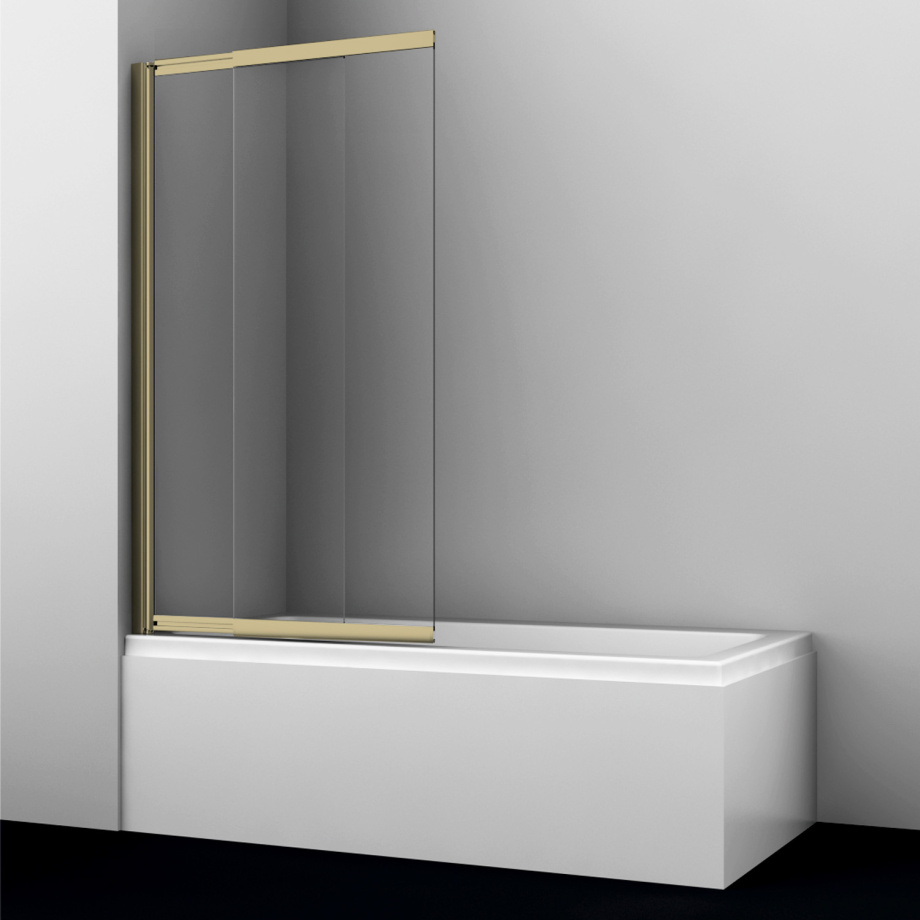 Стеклянная шторка WasserKraft Schunter 82S02-100WS профиль золото матовое