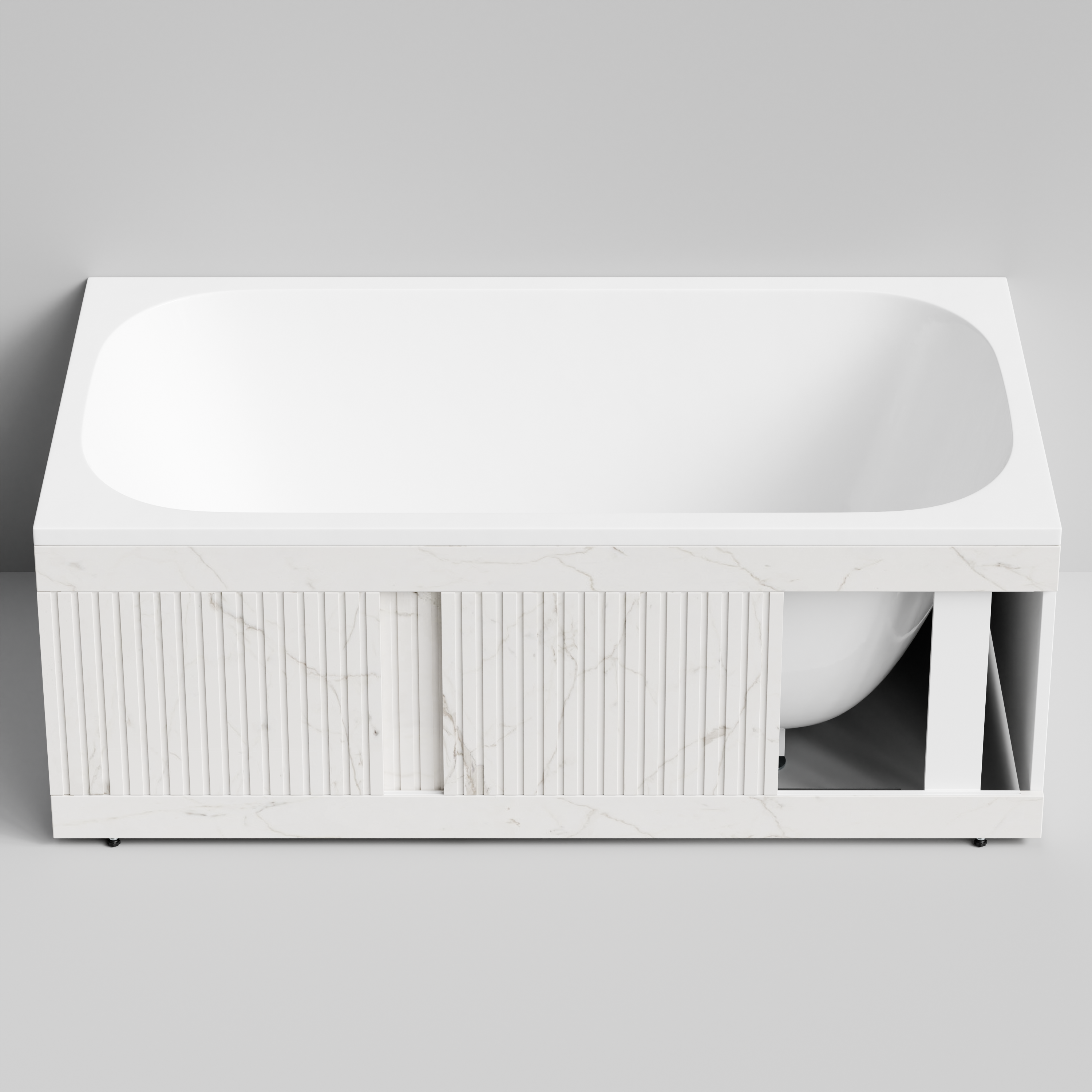 Экран под ванну Vod-ok Тач 150 раздвижной Мрамор Белый натур милк