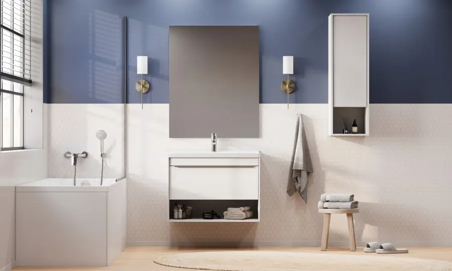 Тумба подвесная Aquaton Хоуп 80 с раковиной Миранда 80, 1 ящик, белый