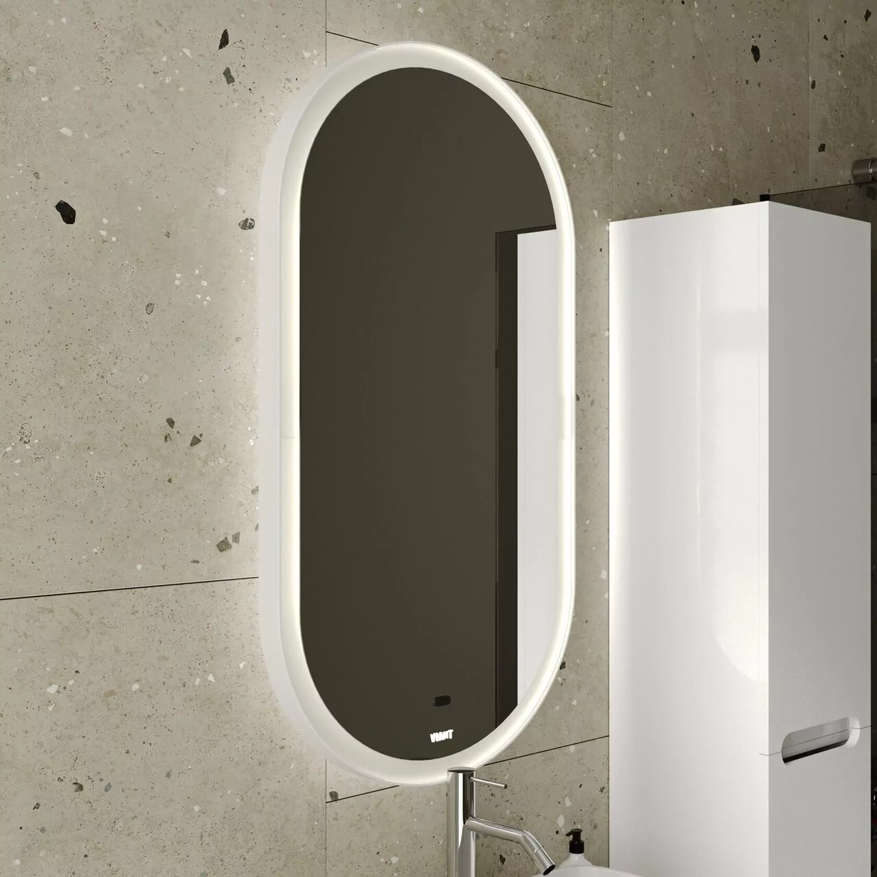 Зеркало Viant Марсель 55х100 свет, белый