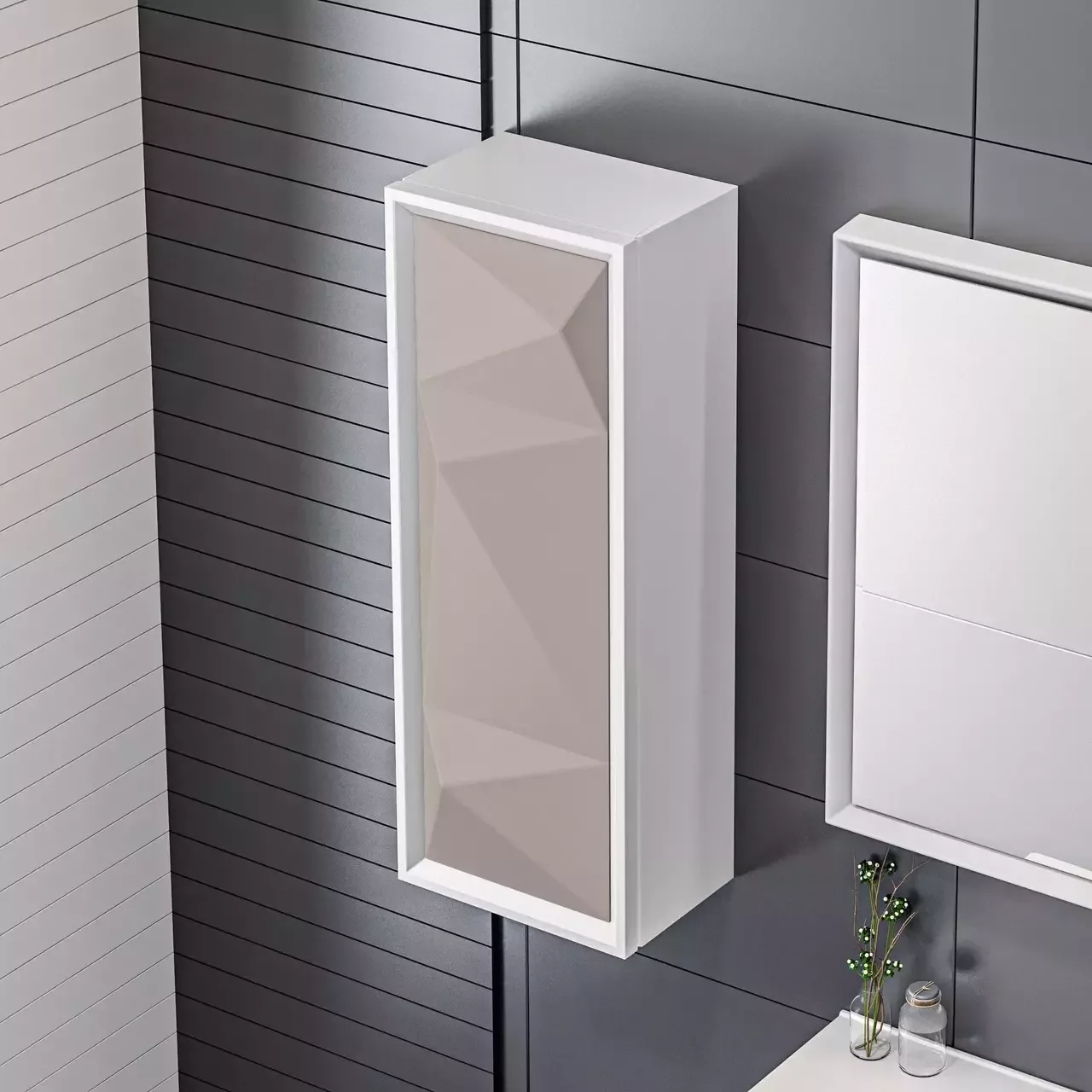 Шкаф навесной 1Marka Romb 30П Cappuccino L, 1 дверь, капучино