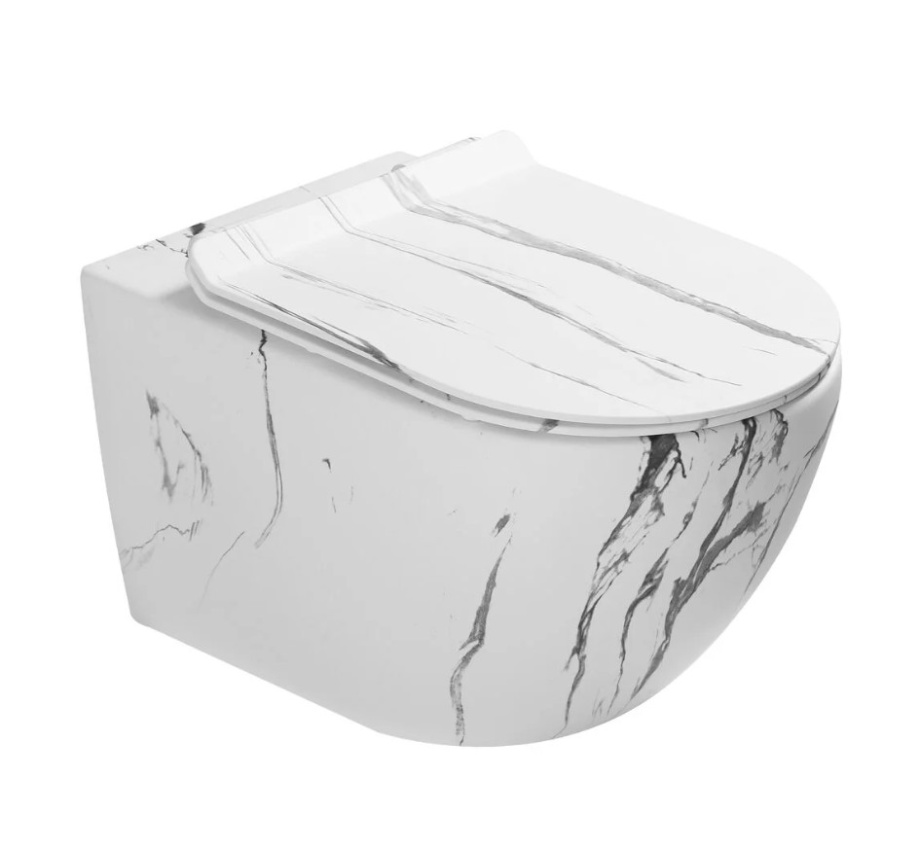 Унитаз SantiLine SL-5002MM подвесной, с микролифтом, под мрамор матовый