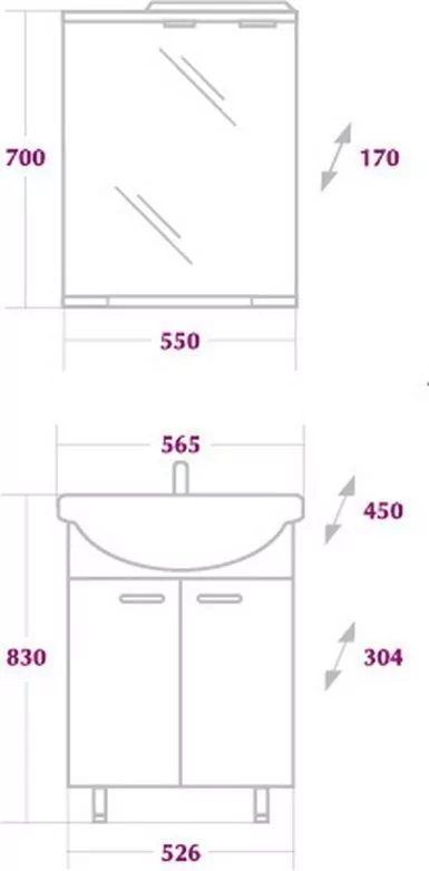 Мебель для ванной Onika Коралл 55.10 комплект, напольный, белый