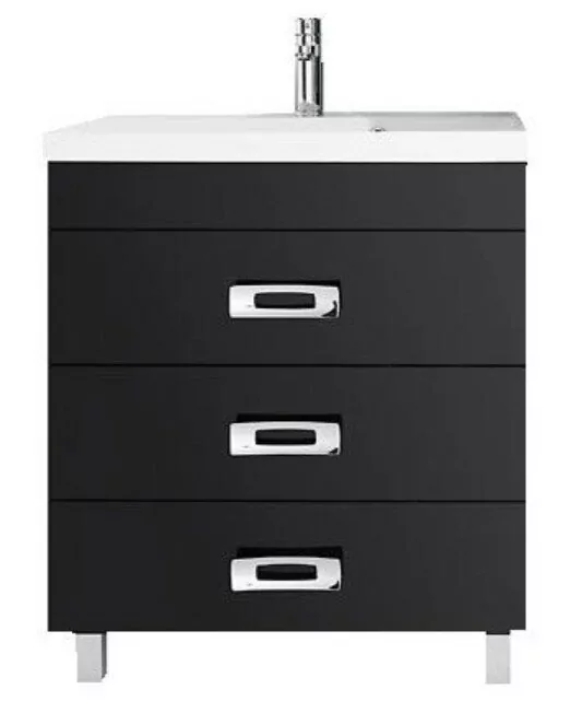 Тумба напольная Vod-ok Орландо 80 с раковиной Classica 80, черная от магазина Vanna-Vanna.ru!