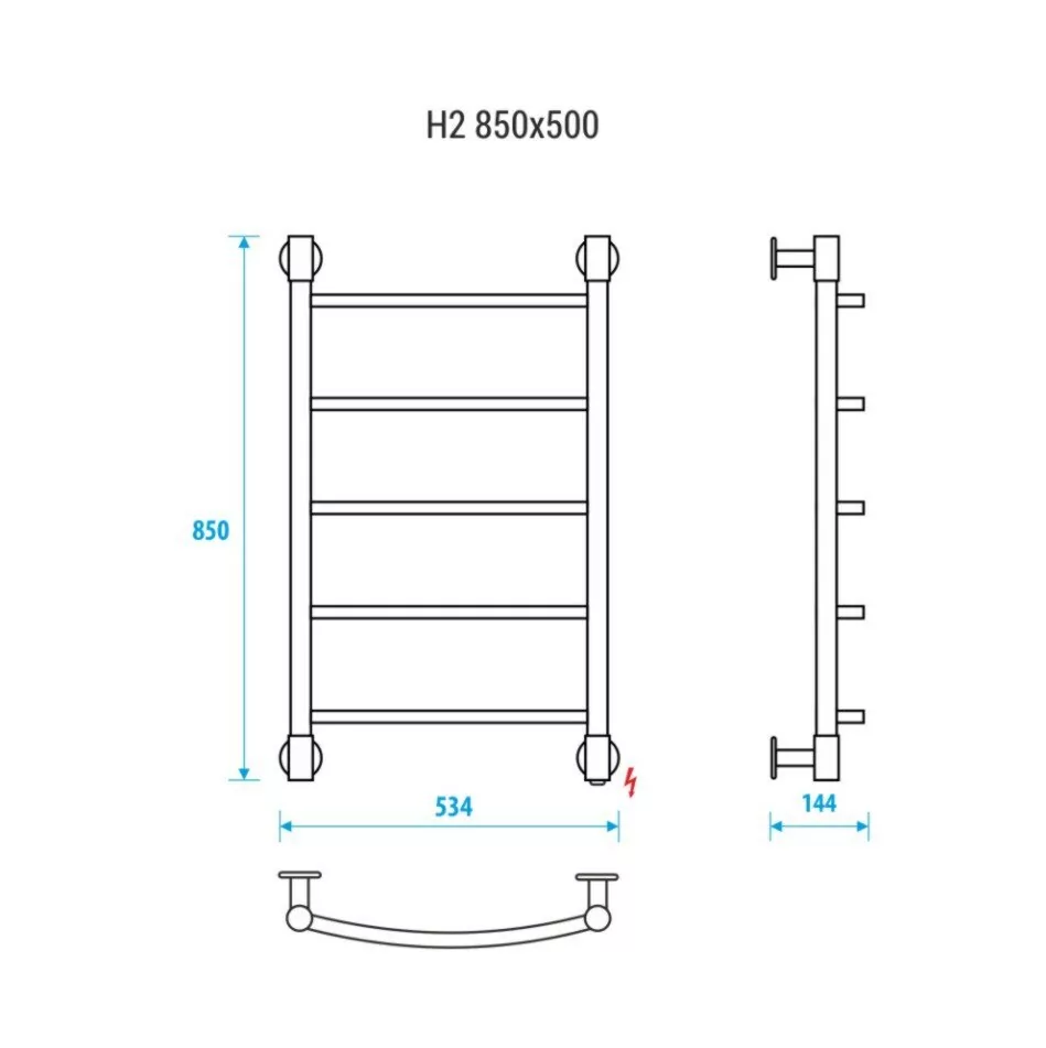 Полотенцесушитель электрический Energy H2 850x500 хром