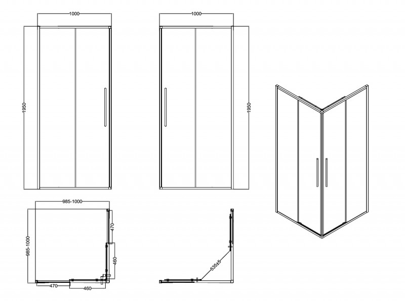 Душевой уголок ESBANO ESS-100KV-B 100х100х195