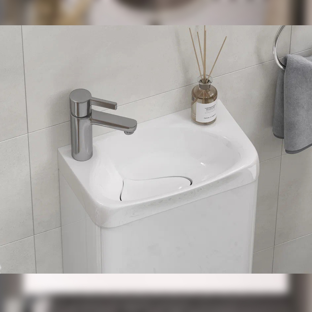 Тумба с раковиной подвесная Velvex Bio tp.BIO.BIO.MAXI.40.1D белый глянец, 40 см