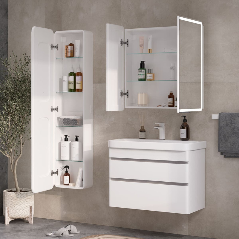 Зеркальный шкаф EQUIL Soldi LED 80 свет, белый софт