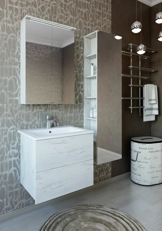 Зеркало-шкаф Sanflor Чикаго 60 дуб крафт белый