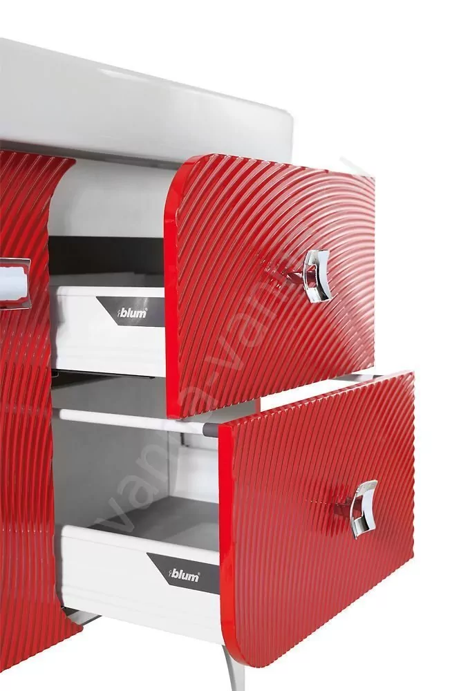 Тумба подвесная Vod-ok Elite Астрид 120 с двойной раковиной Classica 120, 5 ящиков, белая