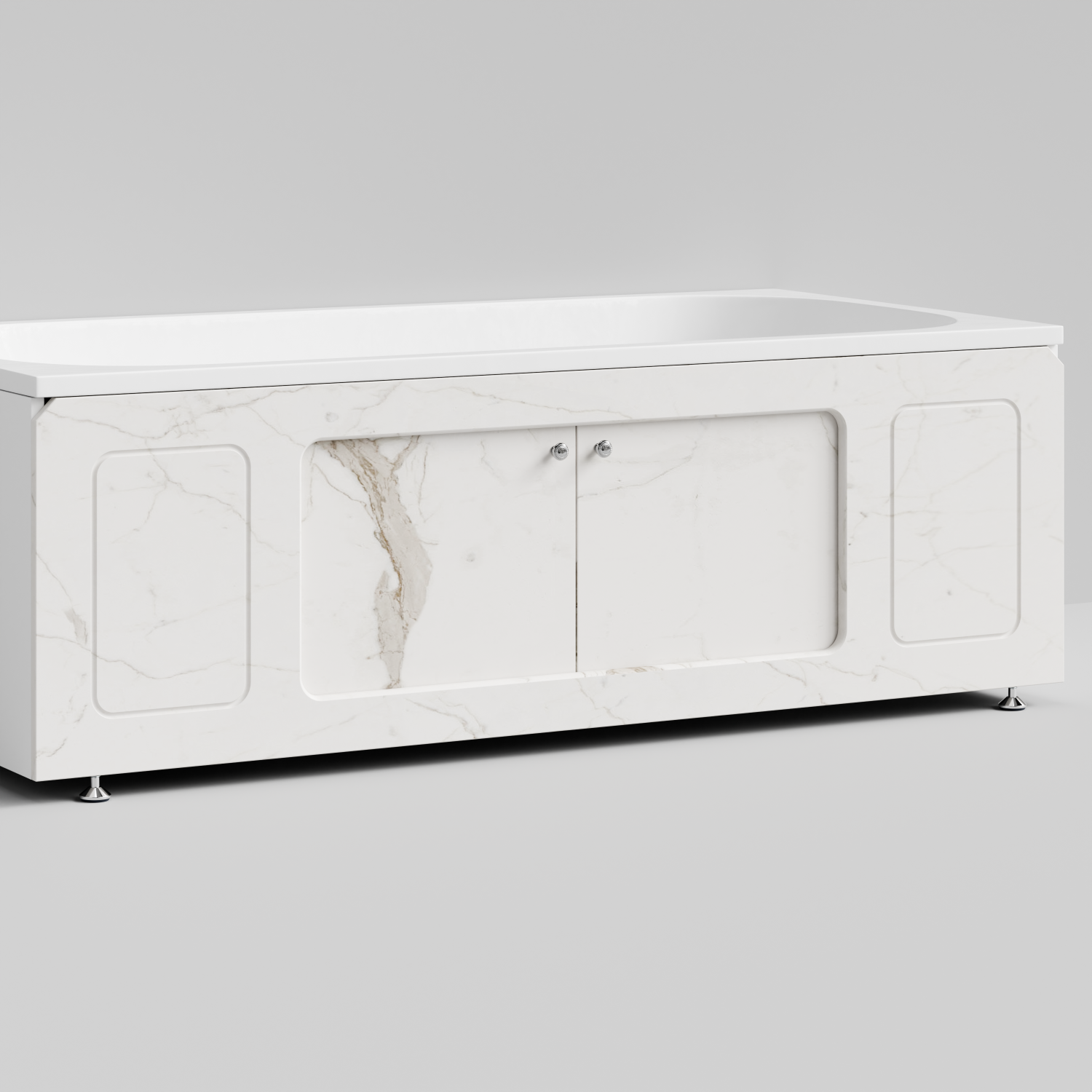 Экран под ванну Vod-ok Лидер 170 раздвижной Мрамор Белый натур милк