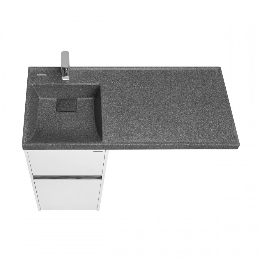 Тумба напольная Aquaton Лондри 40 с раковиной Лондри 105 под стиральную машину, L левая, графит
