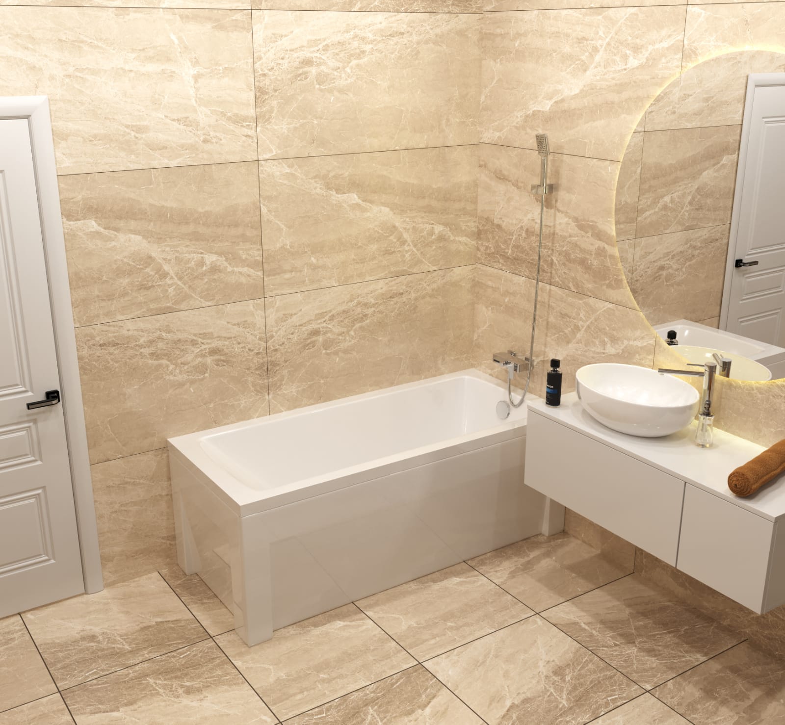 Комплект (4в1) Акриловая ванна TIMO RITTA1880 180*80*63+Каркас + Слив-перелив+Фронтальная панель