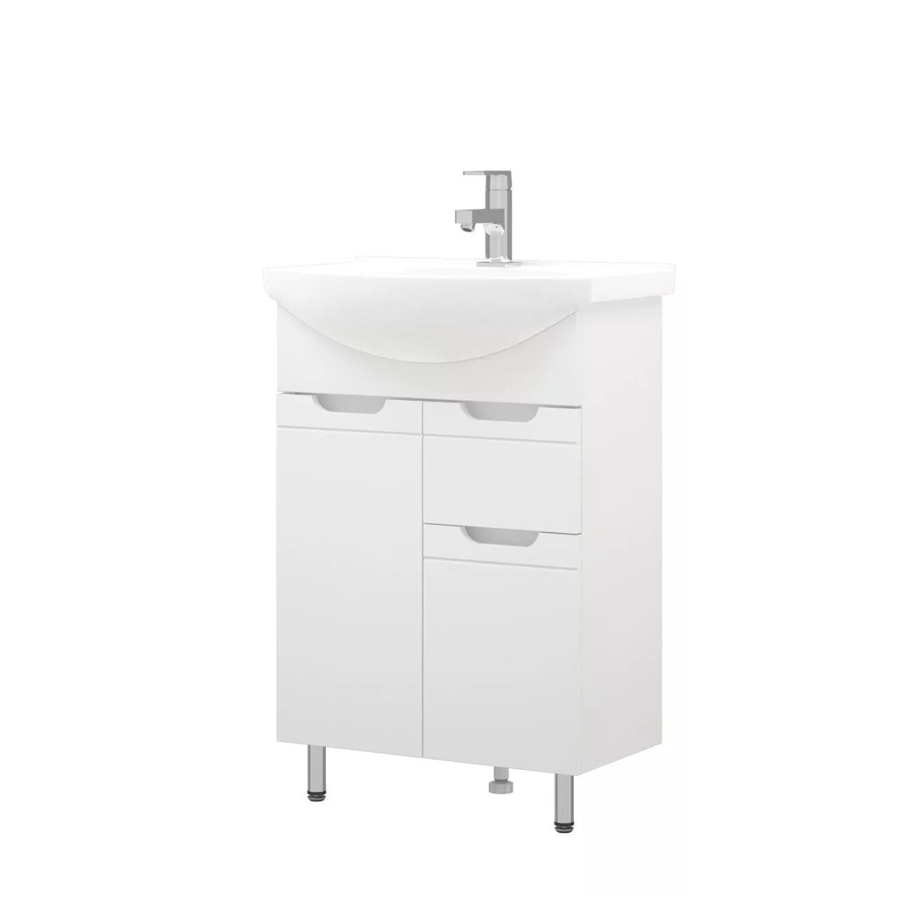 Тумба напольная Corozo Лея 60 Z1 с раковиной Элеганс 60, белый