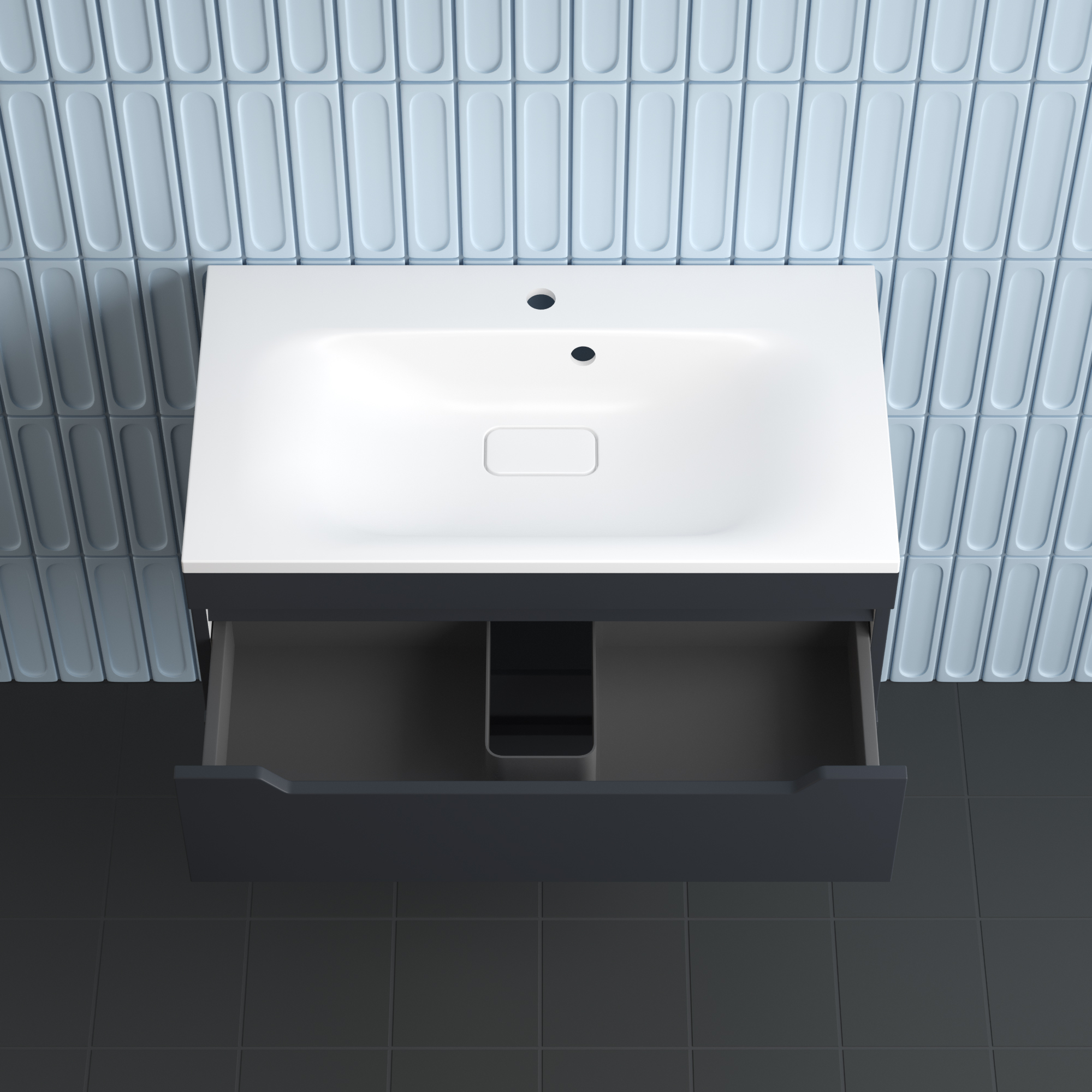 Тумба подвесная Style Line Остин 80 с раковиной Фортуна 80 белый, графит