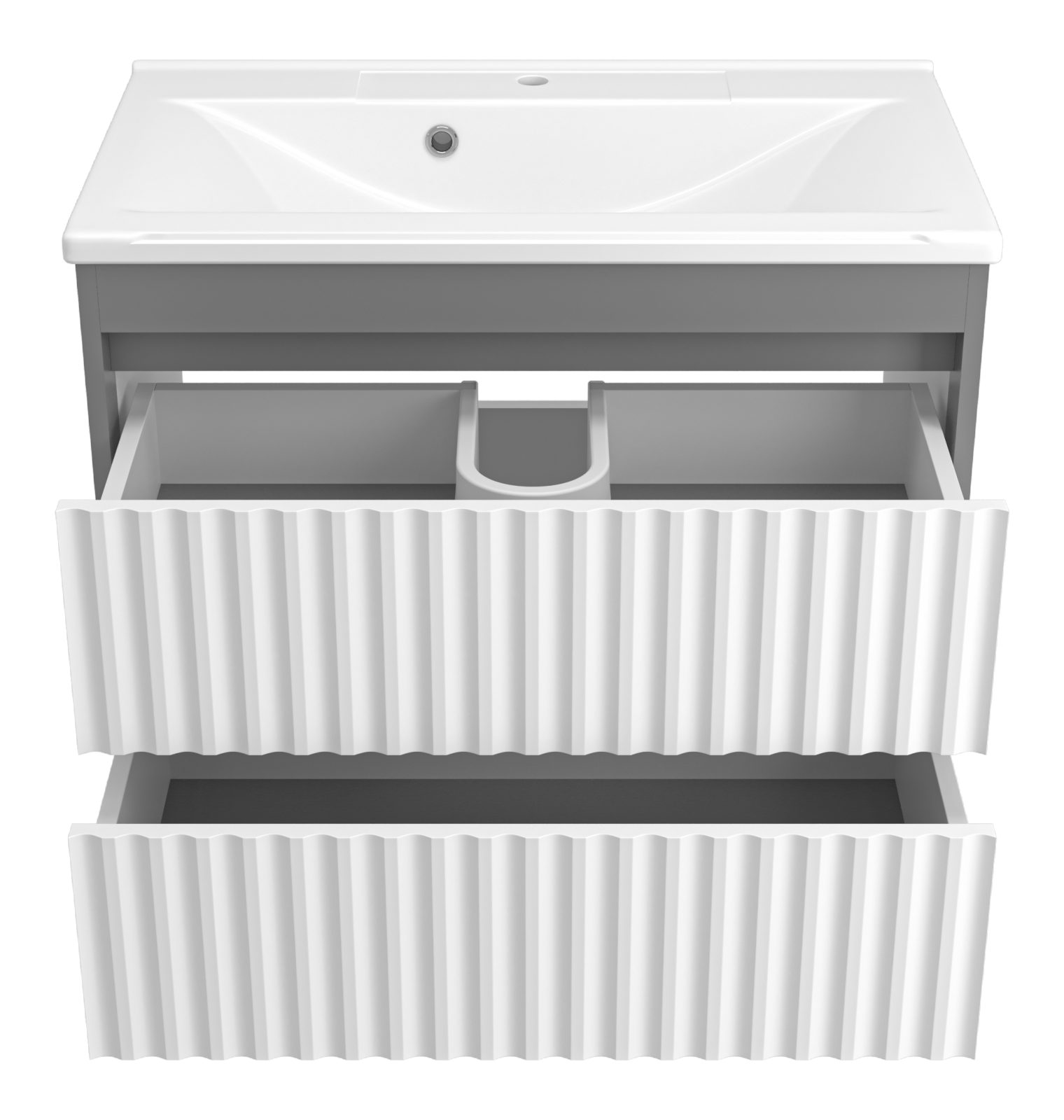 Тумба с раковиной Brevita Balaton 75 подвесная, белый/серый