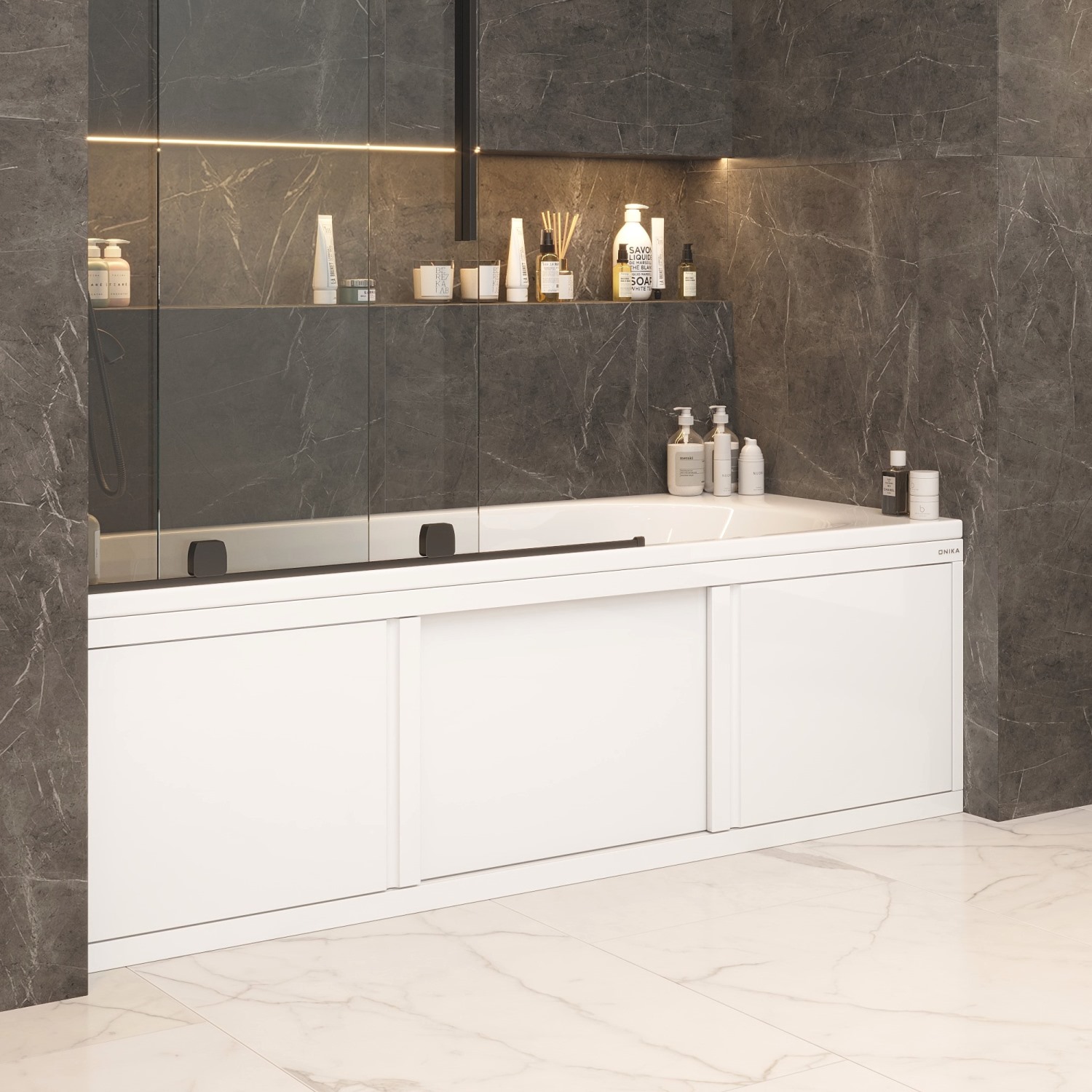 Экран под ванну Onika Одио 170 раздвижной белый