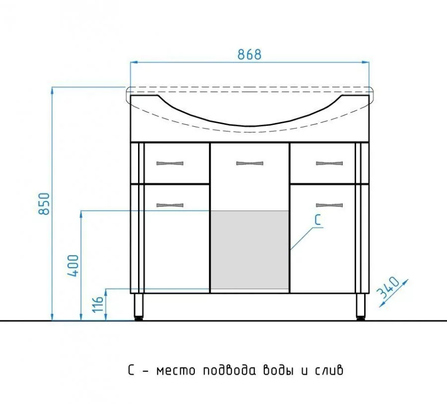 Тумба напольная Style Line Стандарт №26 90 с раковиной Эльбрус 90, белая