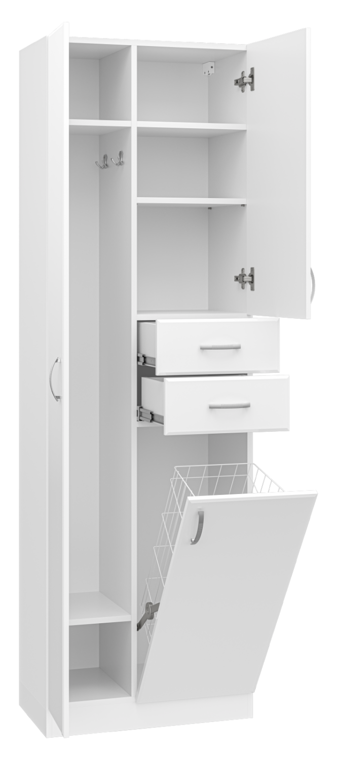 Пенал Misty Мисти 60 напольный, с бельевой корзиной, белый