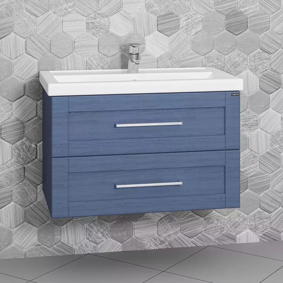 Тумба подвесная Санта Венера 80 с раковиной Фостер 80, дуб адриатика