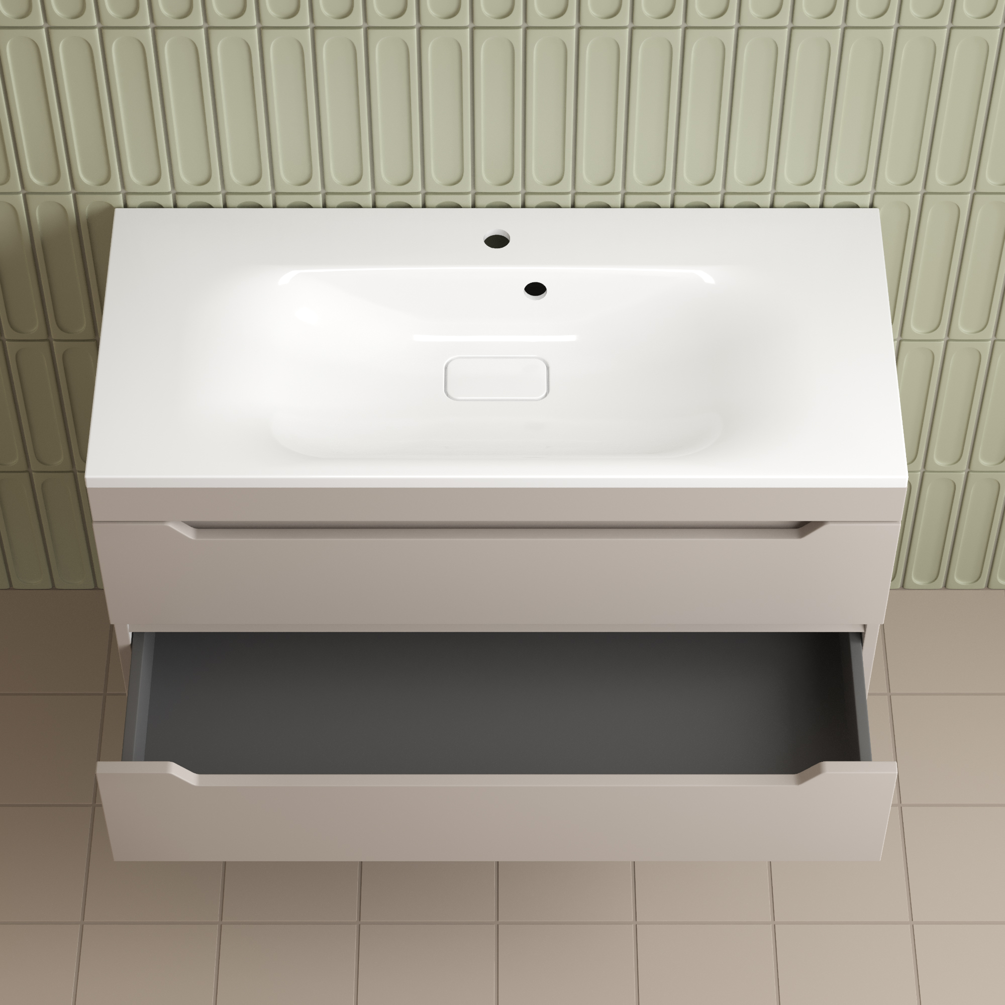 Тумба подвесная Style Line Остин 100 с раковиной Фортуна 100 белый, крем