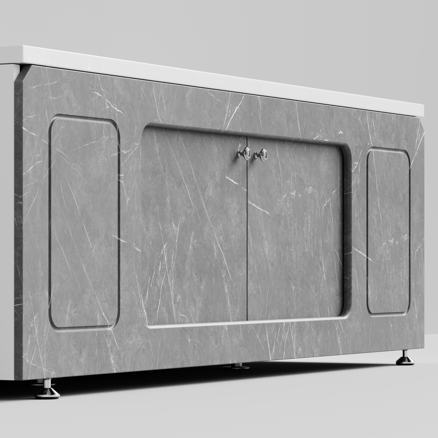 Экран под ванну Vod-ok Лидер 170 раздвижной Мрамор Серый софт тач