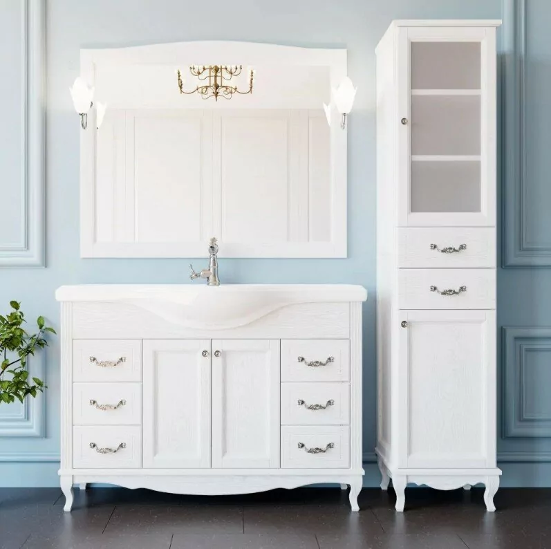 Зеркало ValenHouse Эллина 120 свет, белый, хром