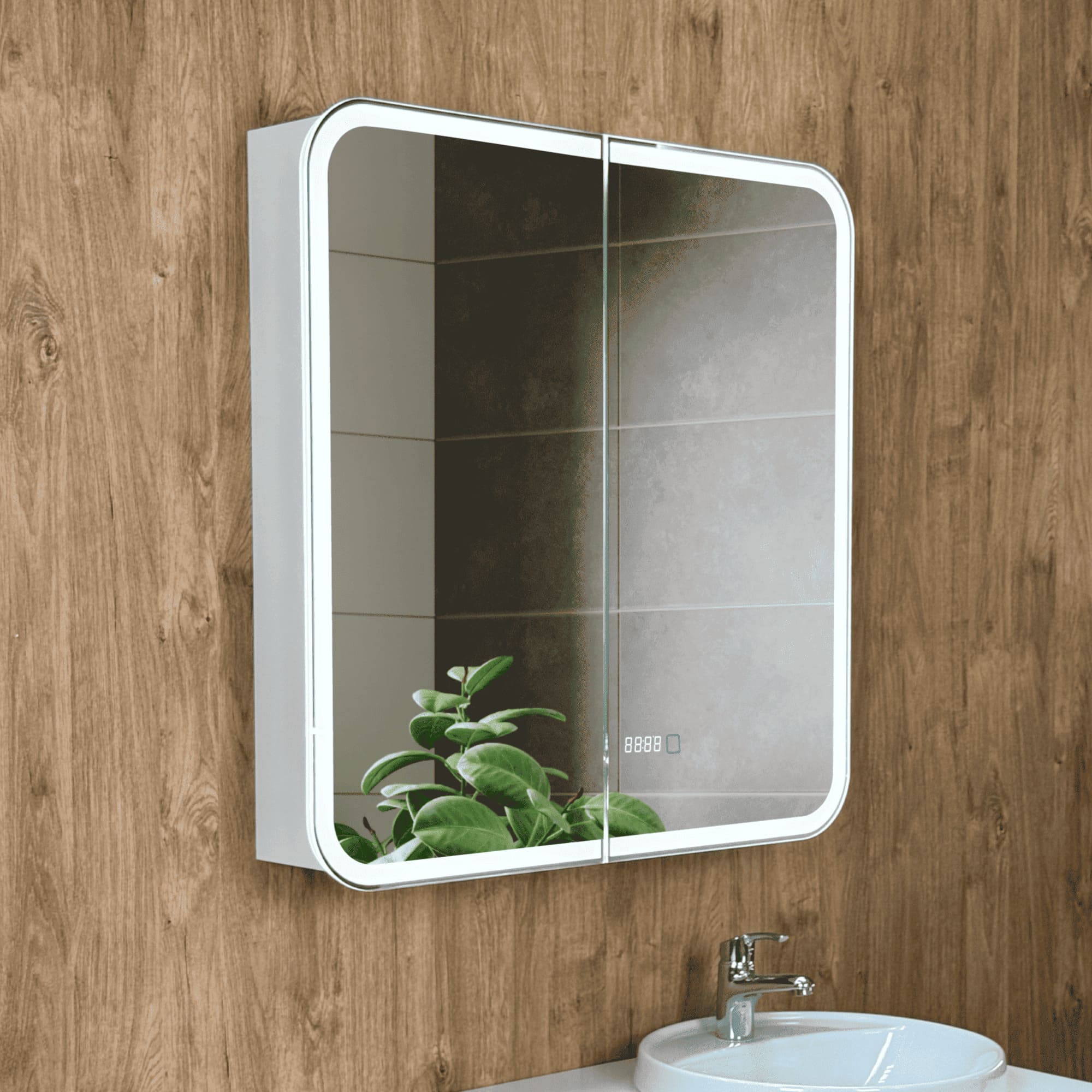 Шкаф зеркальный Alavann "Cosmetic Light 80" антизапотеватель, часы