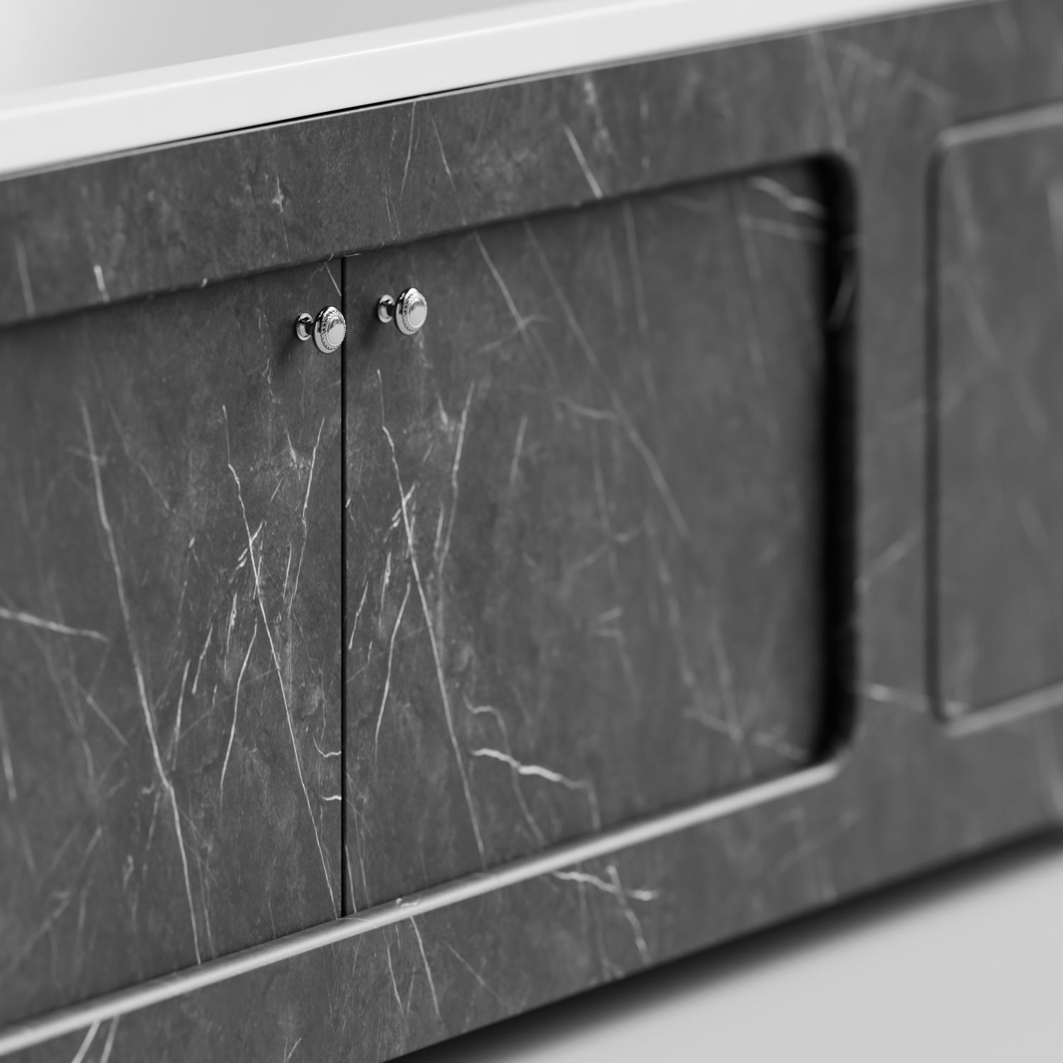 Экран под ванну Vod-ok Лидер 180 раздвижной Мрамор Графит софт тач