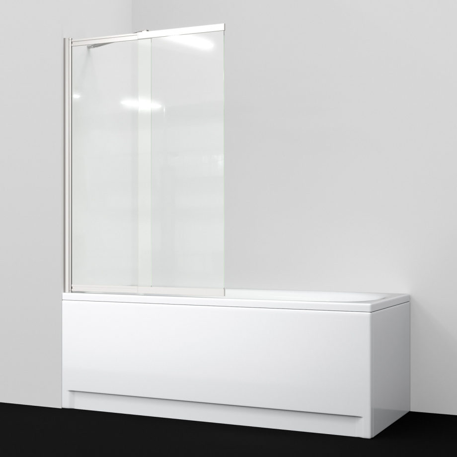 Стеклянная шторка WasserKraft Tauber 64S02-100WSF с фиксатором, профиль никель