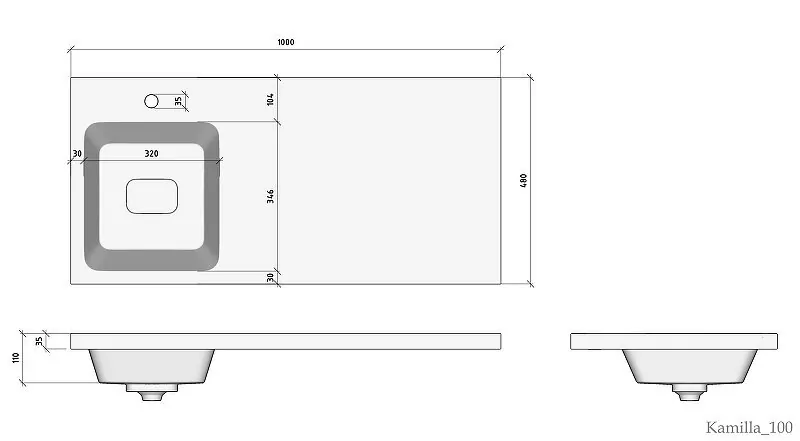 Раковина Madera Kamilla 100 L белая