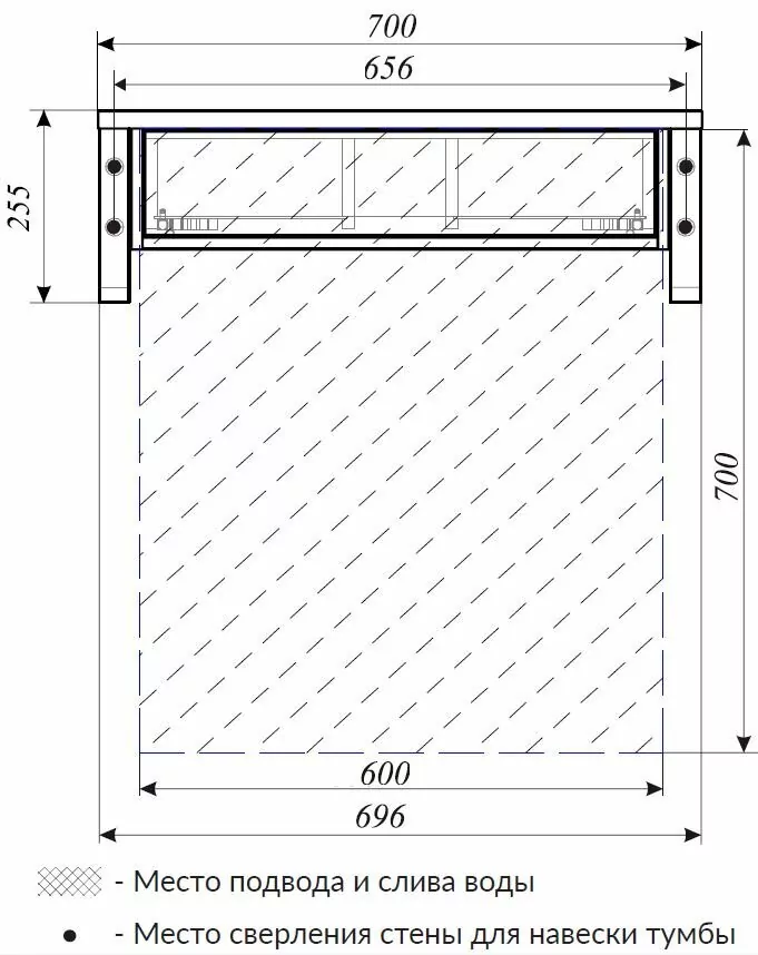 Тумба подвесная 1Marka Grunge loft 70П с раковиной Roll 53, 1 ящик, дуб намибия от магазина Vanna-Vanna.ru!