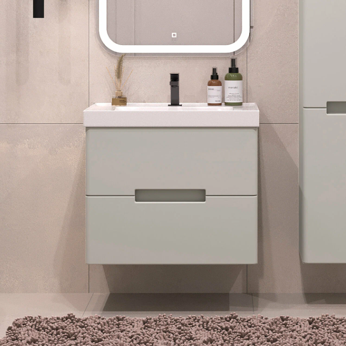 Тумба подвесная SanStar Ориана 60 с раковиной Квадро 60 (комплект), грей