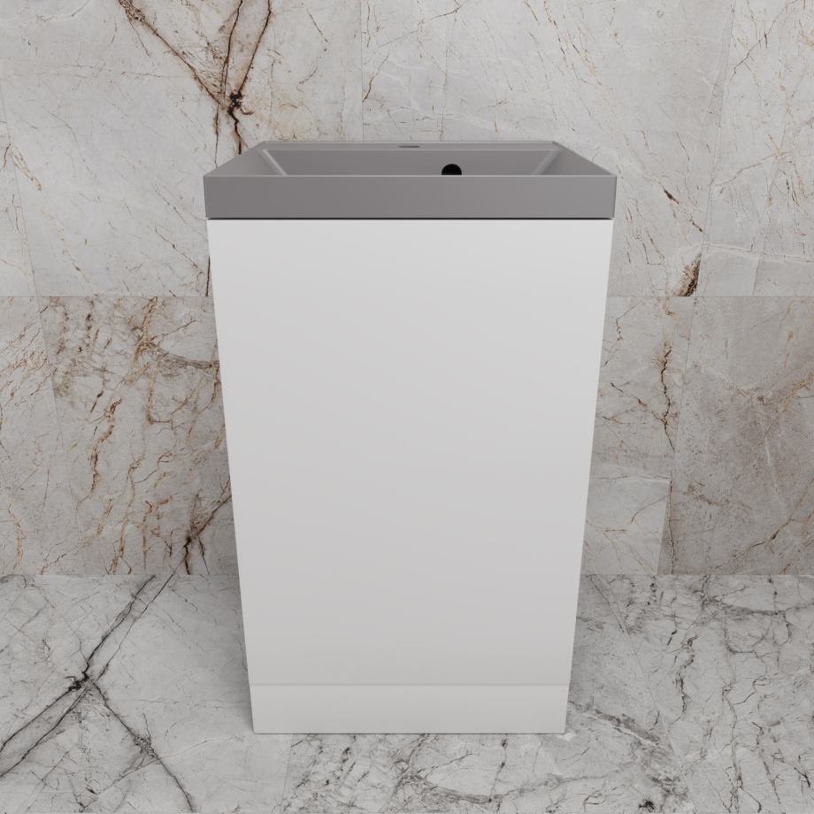 Тумба напольная Style Line "МОНО 50" с раковиной ASTI 50 серый шелк, (1 дверь), белый софт
