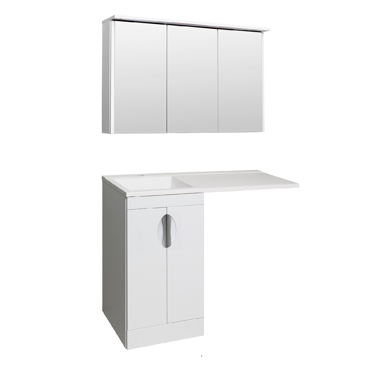 Тумба напольная Runo Лира 45 с раковиной Гамма 105 лайт правое крыло + кронштейн, белый