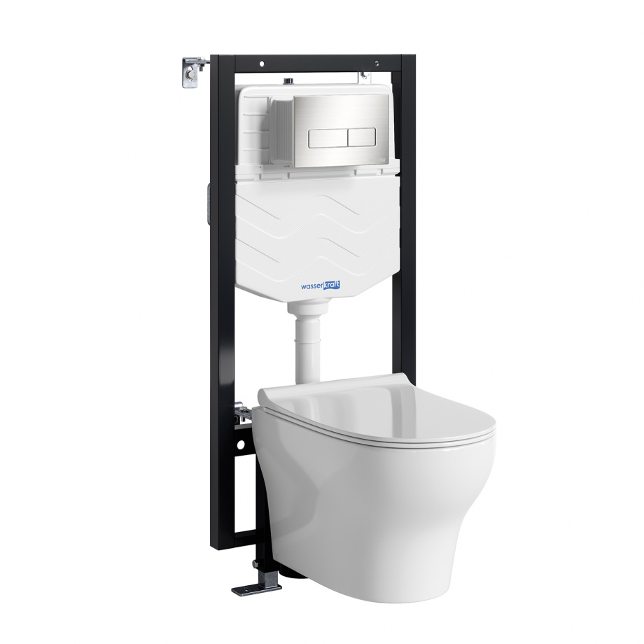 Унитаз подвесной WasserKRAFT 56TLT.010.ME.BN03.H001 с инсталляцией и кнопкой, белый